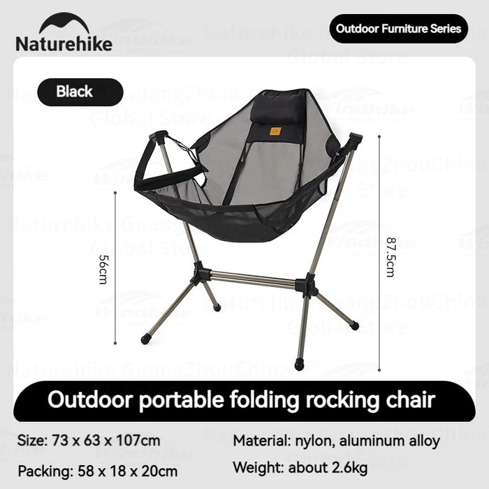 Naturehike Foldable Rocking Chair – Adjustable, Lightweight & Portable Camping Armchair with Backrest and Pillow