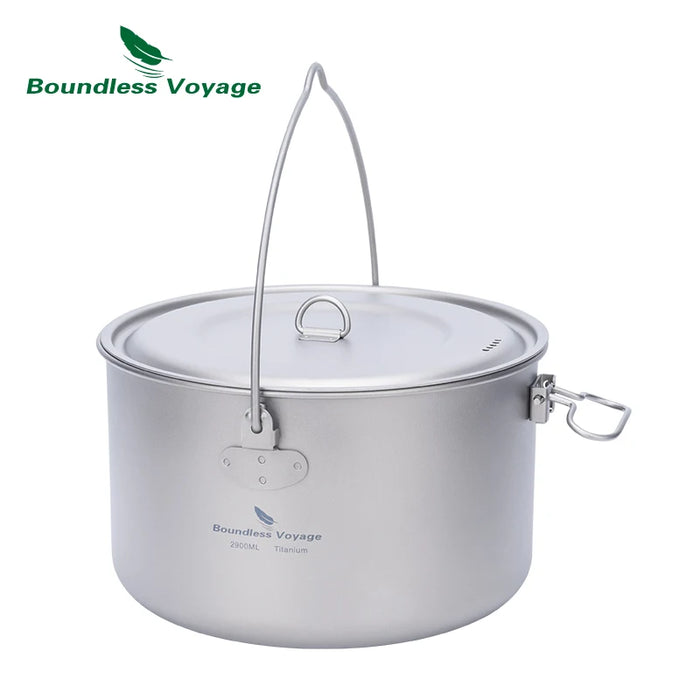 Boundless Voyage Titanium Camping Pot – Ultra-Light & Large Capacity Outdoor Cooking Pot