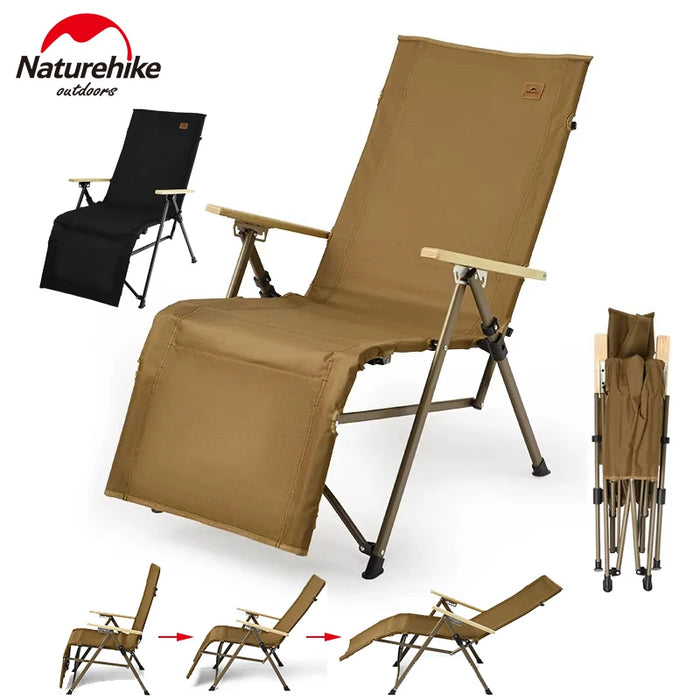 Naturehike Folding Lounger Chair – Quick-Open Recliner with Integrated Footrest for Camping, Beach, and Outdoor Relaxation