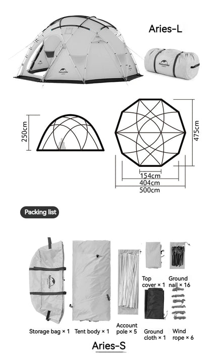 Naturehike Geodesic Dome Tent – 4-Season Waterproof Tent for 5-8 Persons