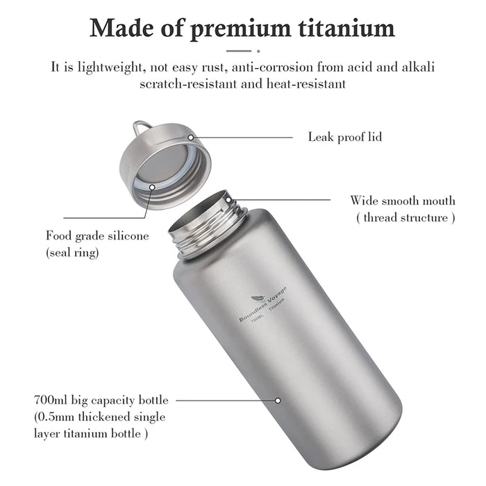 Boundless Voyage 700ml Titanium Sports Bottle – Lightweight, Durable & Wide-Mouth Design