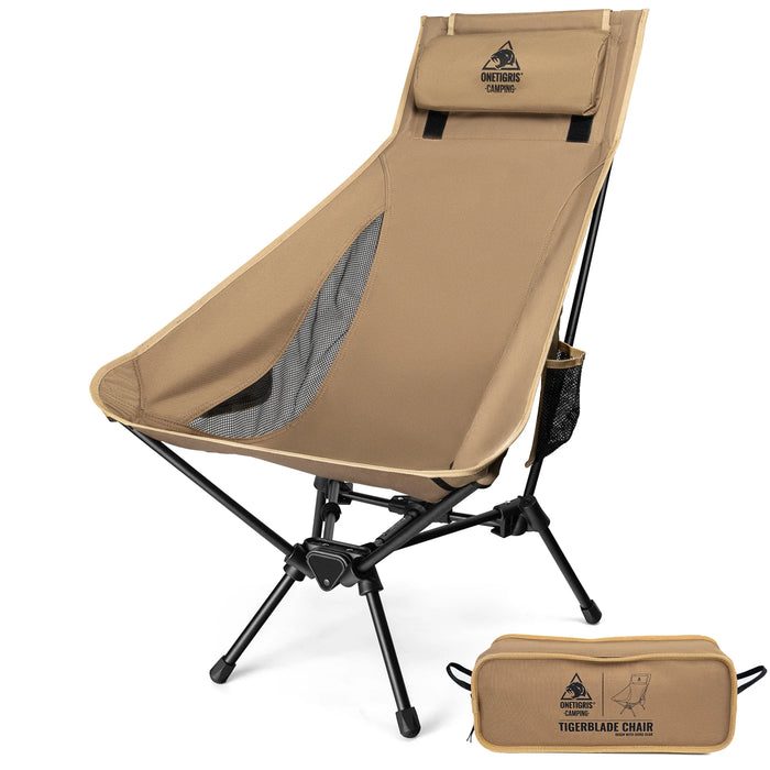 OneTigris Tigerblade High Back Camping Chair – Foldable & Comfortable Outdoor Chair with Pillow