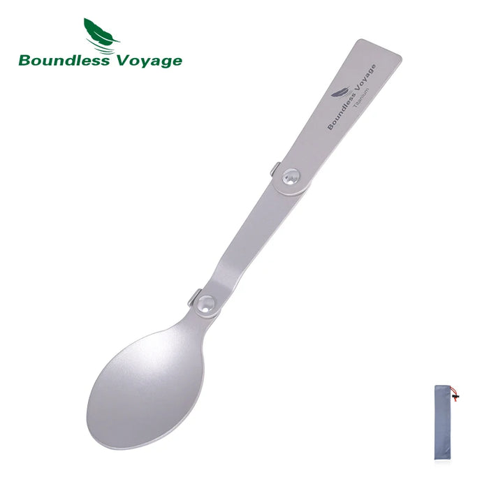 Boundless Voyage Titanium Folding Spoon – Lightweight & Portable Travel Utensil