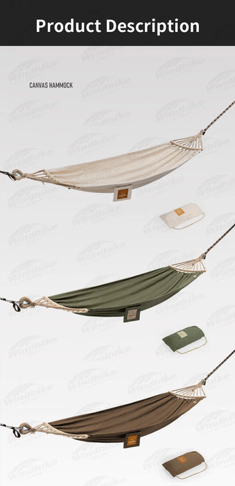 Naturehike Canvas Hammock – Anti-Rollover Single Camping Swing Bed with 250kg Capacity