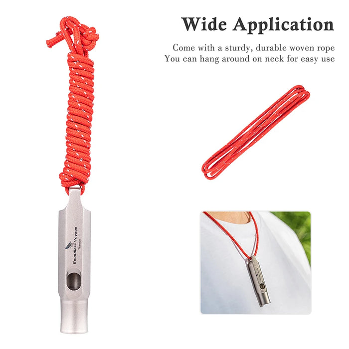 Boundless Voyage Titanium Emergency Survival Whistle with Lanyard – Compact & Durable