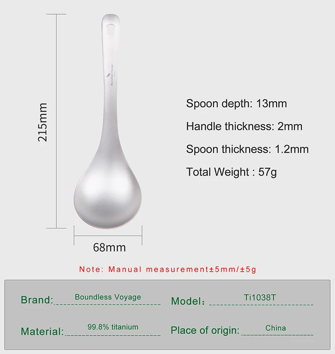 Boundless Voyage Titanium Deep-Bowled Ladle – Durable & Lightweight Cooking Spoon