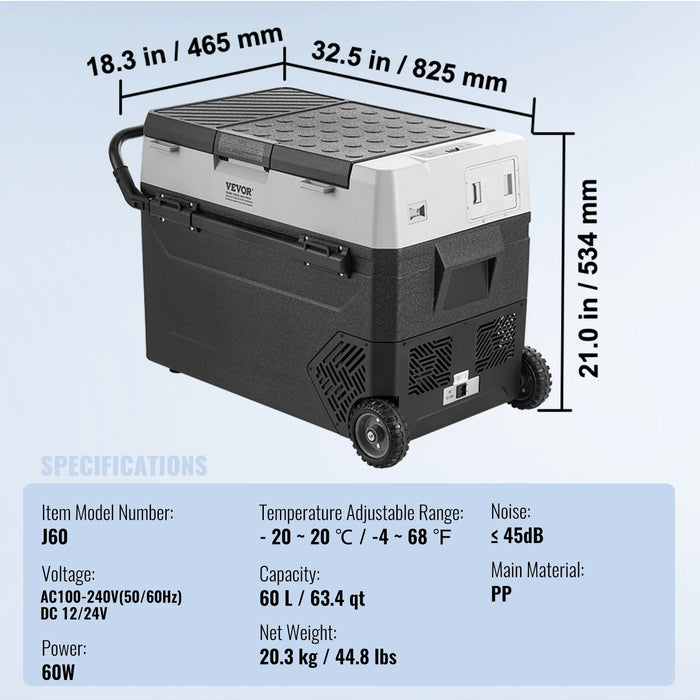 VEVOR 35L & 60L Portable Car Refrigerator – 12V Freezer & Fridge for Camping, RVs & Travel