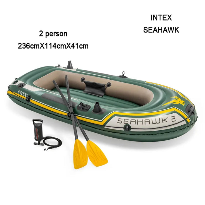 INTEX SEAHAWK 2 Inflatable Fishing Boat – 2-Person PVC Boat with Motor Mount & Accessories