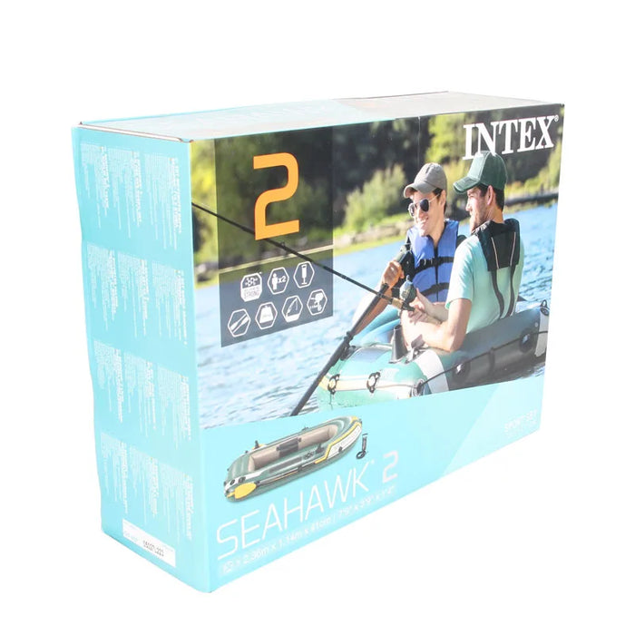 INTEX SEAHAWK 2 Inflatable Fishing Boat – 2-Person PVC Boat with Motor Mount & Accessories