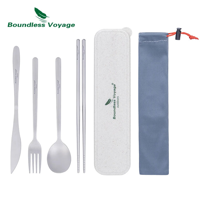 Boundless Voyage Titanium Dinner Set – Lightweight Camping Cutlery Set