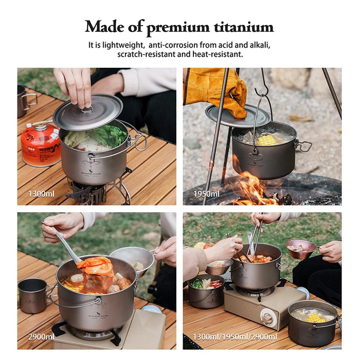 Boundless Voyage Titanium Camping Pot – Ultra-Light & Large Capacity Outdoor Cooking Pot