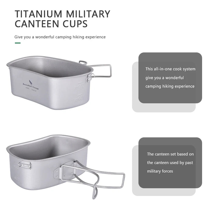 Boundless Voyage Titanium Military Canteen Set – Ultralight & Durable Outdoor Cooking Gear