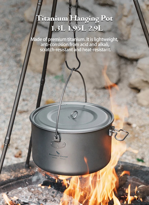 Boundless Voyage Titanium Camping Pot – Ultra-Light & Large Capacity Outdoor Cooking Pot