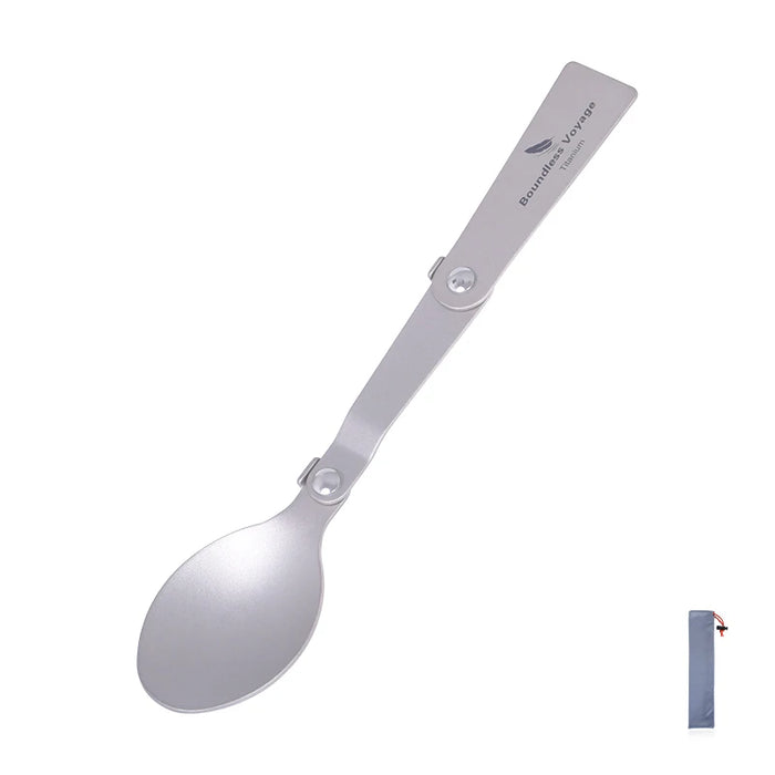 Boundless Voyage Titanium Folding Spoon – Lightweight & Portable Travel Utensil