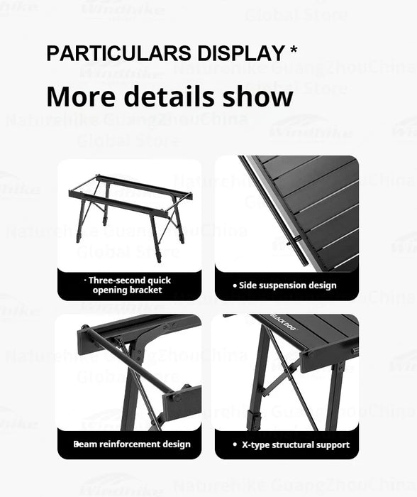 Naturehike BLACKDOG IGT Folding Camping Table – Adjustable Aluminum Alloy Portable Outdoor Table