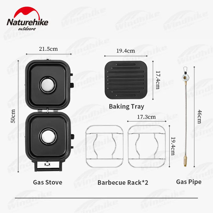 Naturehike Folding Double Fire Gas Stove – 2300W High-Power Portable Camping Burner