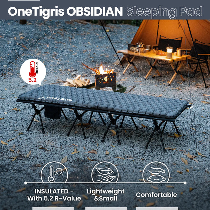 OneTigris OBSIDIAN Sleeping Pad – Ultralight Insulated Camping Mattress for Backpacking & Travel