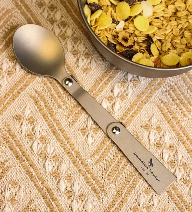 Boundless Voyage Titanium Folding Spoon – Lightweight & Portable Travel Utensil