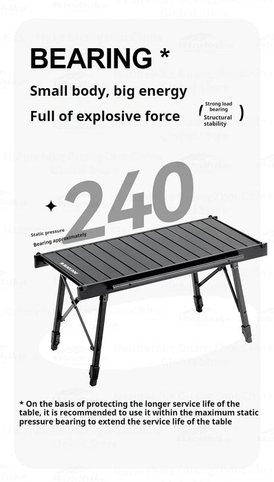 Naturehike BLACKDOG IGT Folding Camping Table – Adjustable Aluminum Alloy Portable Outdoor Table