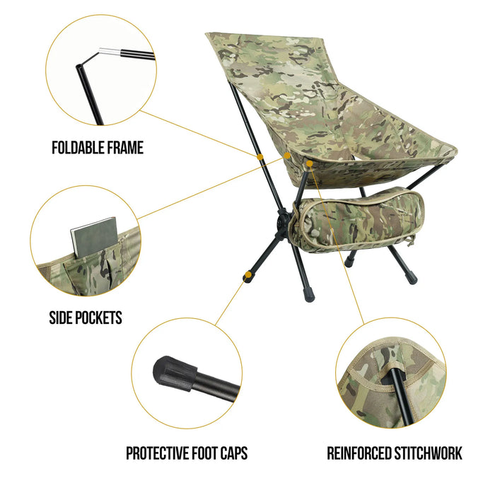 OneTigris Portable Camping Chair – High Back Folding Chair for Outdoor & Indoor Use