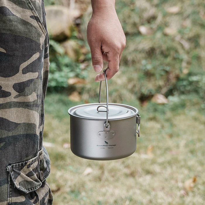 Boundless Voyage Titanium Camping Pot – Ultra-Light & Large Capacity Outdoor Cooking Pot