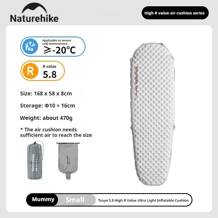 Naturehike R5.8 Inflatable Mattress – Ultralight Thermal Insulation Sleeping Pad for Outdoor Camping & Hiking