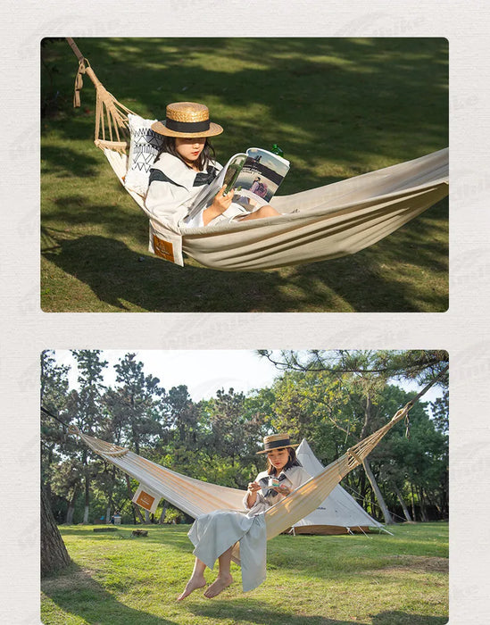 Naturehike Canvas Hammock – Anti-Rollover Single Camping Swing Bed with 250kg Capacity