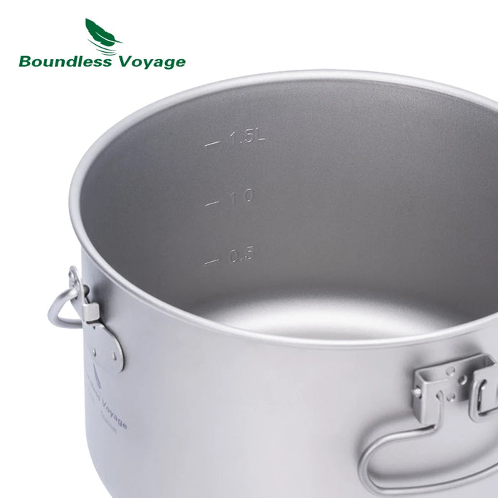 Boundless Voyage Titanium Camping Pot – Ultra-Light & Large Capacity Outdoor Cooking Pot