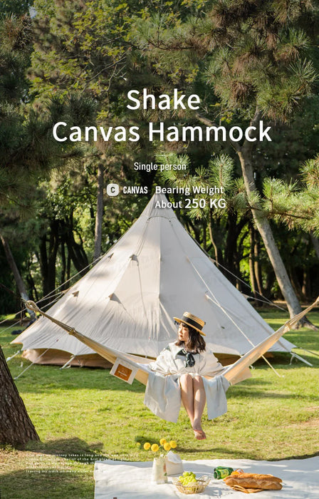 Naturehike Canvas Hammock – Anti-Rollover Single Camping Swing Bed with 250kg Capacity