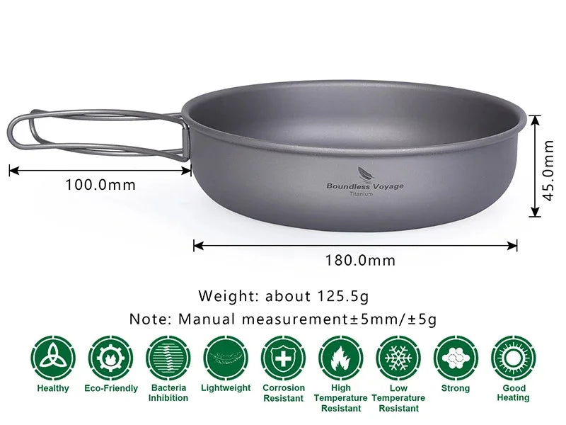 Boundless Voyage Titanium Camping Cookware Set – Kettle, Pot & Frying Pan Combo