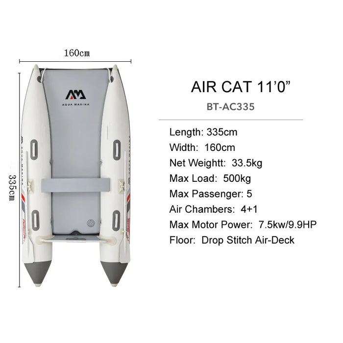 AQUA MARINA AIRCAT Inflatable Catamaran | Double-Tube Drop Stitch Floor for Fishing & Water Sports