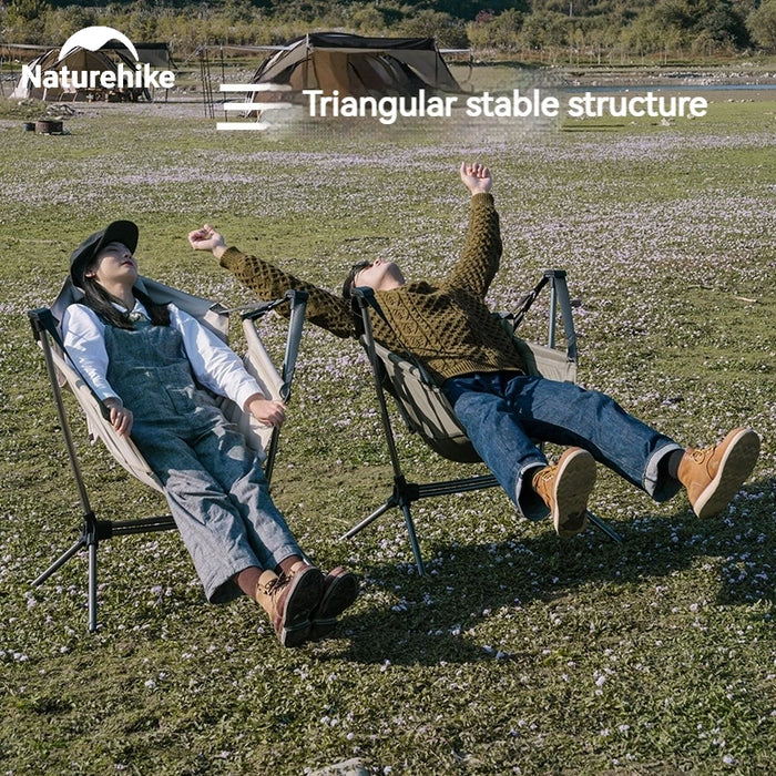 Naturehike Foldable Rocking Chair – Adjustable, Lightweight & Portable Camping Armchair with Backrest and Pillow