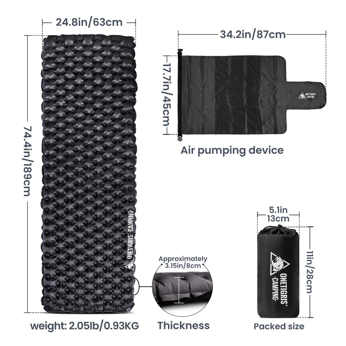 OneTigris OBSIDIAN Sleeping Pad – Ultralight Insulated Camping Mattress for Backpacking & Travel