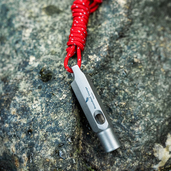 Boundless Voyage Titanium Emergency Survival Whistle with Lanyard – Compact & Durable