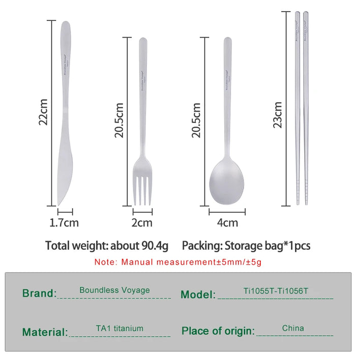 Boundless Voyage Titanium Dinner Set – Lightweight Camping Cutlery Set