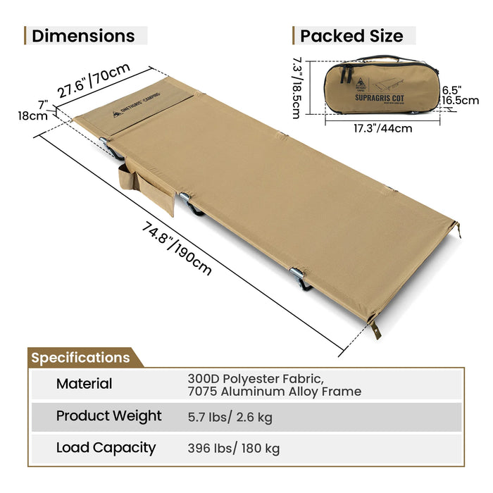 OneTigris SUPRAGRIS Camping Cot – Portable Folding Bed for Outdoor & Indoor Use