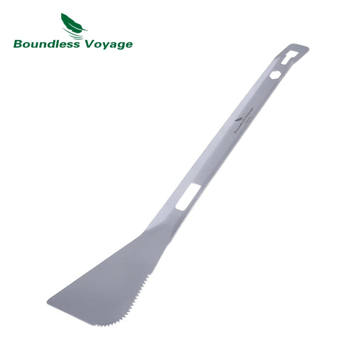 Boundless Voyage 4-in-1 Titanium Alloy Multi-Utensil – Spork, Shovel, Spatula & Tong