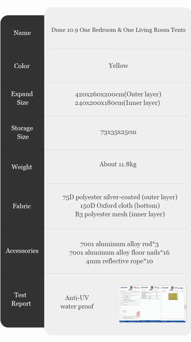 Naturehike Dune 10.9 Camping Tent – Spacious 4-6 Person Tent with Living Room & Bedroom
