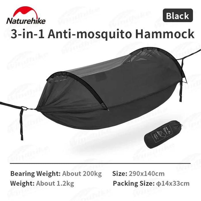 Naturehike Mosquito-Proof Hammock – Portable Camping Swing Bed with Mosquito Net (200kg Capacity)