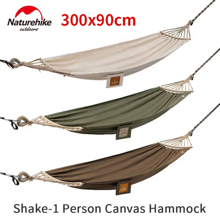 Naturehike Canvas Hammock – Anti-Rollover Single Camping Swing Bed with 250kg Capacity