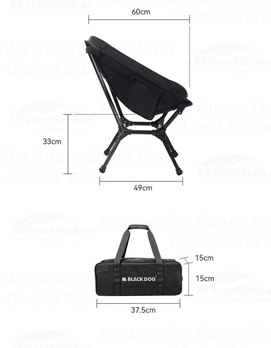 Naturehike BLACKDOG Moon Chair – Adjustable Height, Wide Seat & Ultra-Lightweight Camping Chair