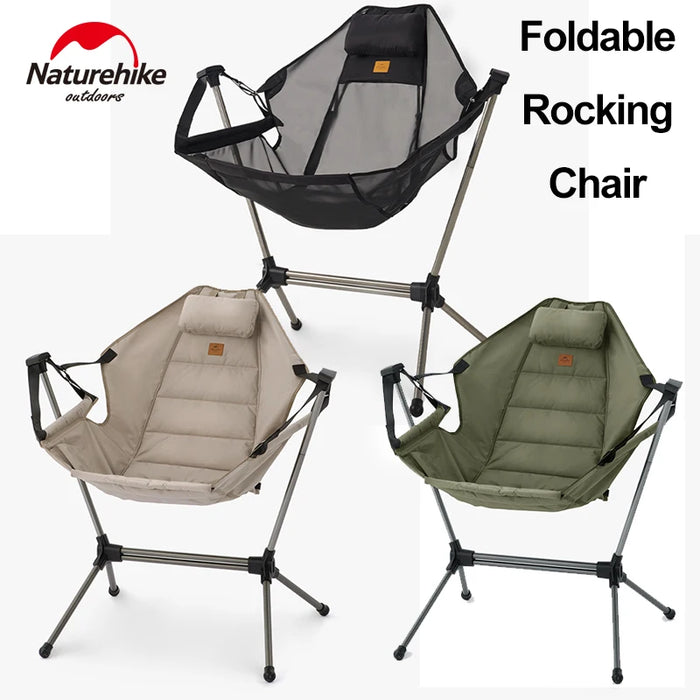 Naturehike Foldable Rocking Chair – Adjustable, Lightweight & Portable Camping Armchair with Backrest and Pillow