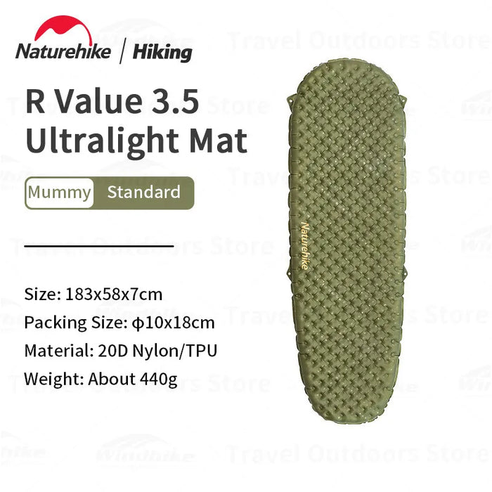 Naturehike R3.5 Inflatable Sleeping Pad – Ultralight Winter Camping Mattress