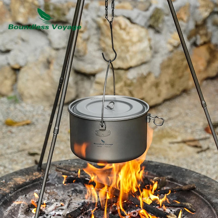 Boundless Voyage Titanium Camping Pot – Ultra-Light & Large Capacity Outdoor Cooking Pot