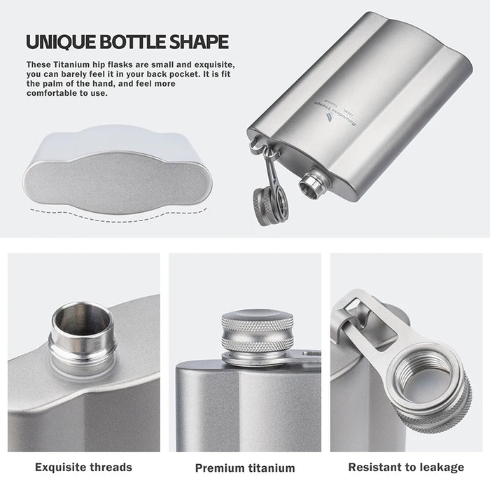 Boundless Voyage Titanium Hip Flask – Ultralight Liquor Flask with Funnel