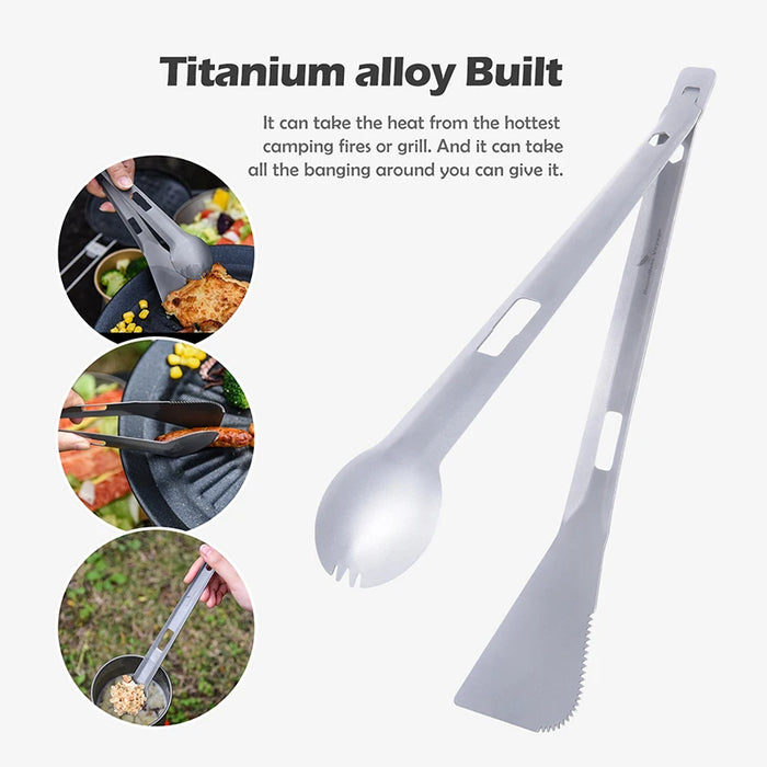 Boundless Voyage 4-in-1 Titanium Alloy Multi-Utensil – Spork, Shovel, Spatula & Tong