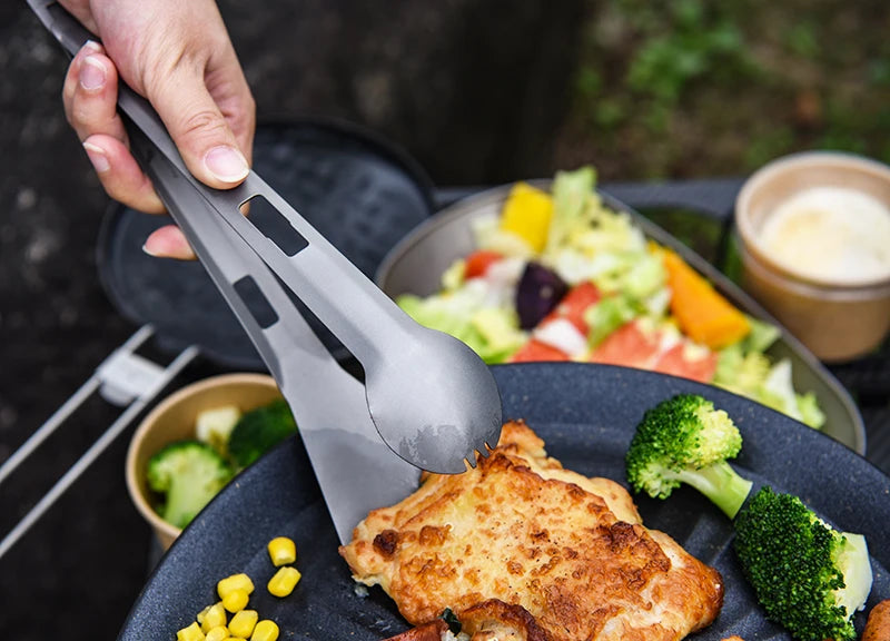 Boundless Voyage 4-in-1 Titanium Alloy Multi-Utensil – Spork, Shovel, Spatula & Tong