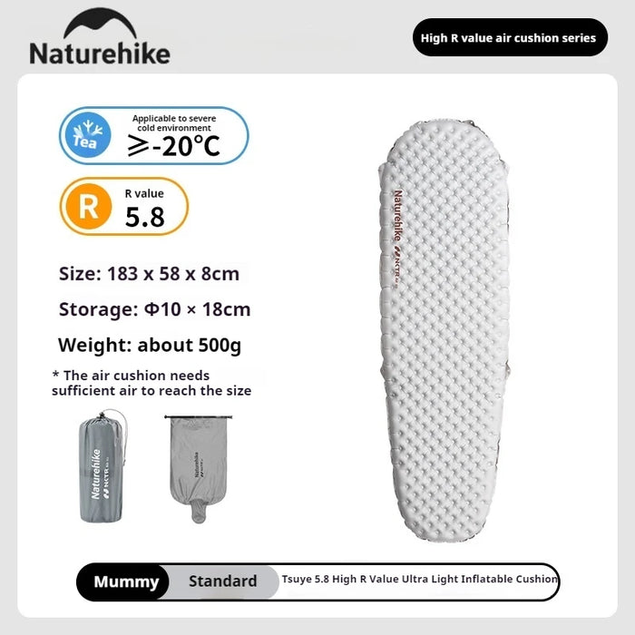 Naturehike R5.8 Inflatable Mattress – Ultralight Thermal Insulation Sleeping Pad for Outdoor Camping & Hiking