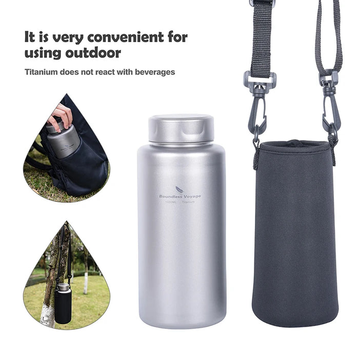 Boundless Voyage Wide Mouth Titanium Sports Water Bottle – 1L Leakproof Outdoor Bottle