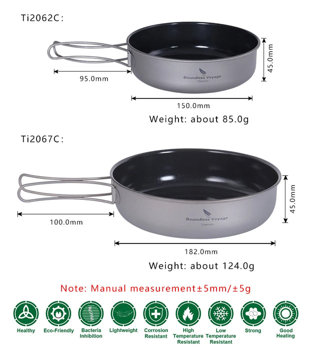 Boundless Voyage Titanium Non-Stick Frying Pan – Lightweight & Durable for Camping & Outdoor Cooking